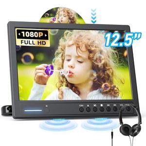 아라푸나 12.5인치 자동차 DVD 플레이어(헤드폰 포함), 헤드레스트 마운트 포함 휴대용 DVD 플레이어, 흡입형 디스크 삽입, 헤드레스트 DVD 플레이어 1080P 비디오 지원, HDMI 입력, AV 입력/출력, USB/SD 카드 리더