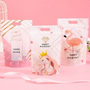 선물포장 지퍼백 유니콘 플라밍고 문양 생일파티 나눔용 투명 소분용기 50장