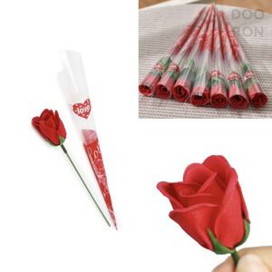 두론샵 장식용 장미꽃 1P 레드 조화 가짜장미 인테리어 빨간 기념일 빨강