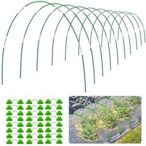 JARDILIFE 가든 후프 7피트 성장 터널, 30pcs 온실 지지대 녹슬지 않은 프레임, 정원 네팅용 레이즈드 베드 행 커버 원단, 3피트 및 4피트 너비용 DIY 섬유 유리 6세트, 클립 18pcs