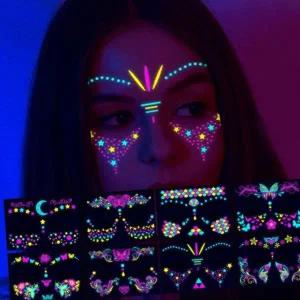 야광문신스티커 파티 분장 페스티벌 할로원 학생타투스티커 8매입 (WFJ75MC)