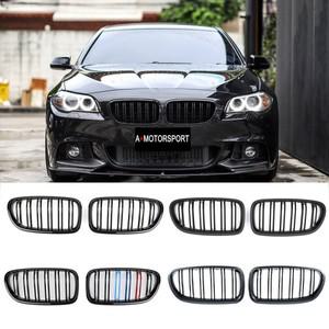 자동차 광택 블랙 신장 그릴 듀얼 슬레이트 BMW 5 시리즈 F10 520d 2010- 교체 부품
