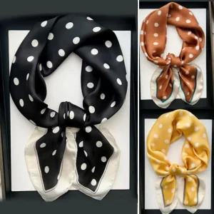 패턴 부드러운 실키 쁘띠 스카프 여자 도트 땡땡이