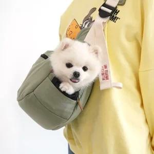 디어마이슬링백(카키)M애견캐리어백 강아지가방 강아지슬링백 애견슬링백