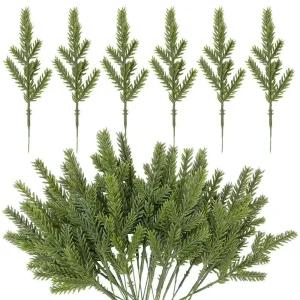 인조 소나무 잎 가지 가짜 나뭇잎 10pcs 크리스마스트리 장식 리스 DIY 소품