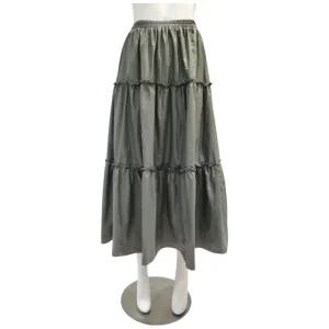 [롯데백화점]페이지플린 밴딩 레더 티어드 롱 스커트 F5CSK400