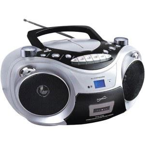 무선 블루투스, AM/FM 라디오, 카세트 레코더, USB 입력, LCD 디스플레이, 리모컨이 장착된 초음속 SC-739BT 탑 로딩 CD 붐박스 플레이어 - MP3/CD/CD-R/CD-RW 호환(실버)