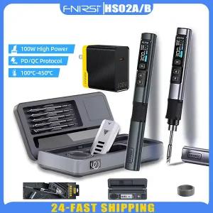 무연납 실납 납땜 와이어 FNIRSI HS-02 온도 조절 가능 인두 DC 24V 100-450  용접 솔더 수리 스테이션 PD