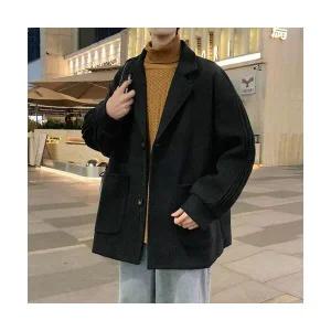 남성 출근룩 하프 코트 모직 솔리드 빅사이즈 캐주얼 트렌치 스포M1