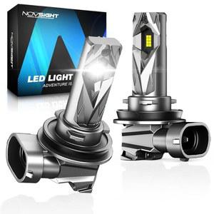 NOVIGHT H11 H8 H9 LED 전구 - 400% 업그레이드된 슈퍼 브라이트 6500K 쿨 화이트, 팬리스 라이트, 1:1 완벽한 빔 패턴, 플러그 앤 플레이, 자동차 안개등, 2팩