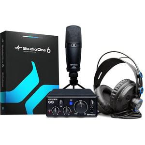 프리소너스 오디오박스 고 크리에이터, USB 오디오 96K 인터페이스, 콘덴서 마이크, 전문가용 모니터링 헤드폰, 스튜디오 원 프로 DAW 소프트웨어가 포함된 녹음 번들 완성