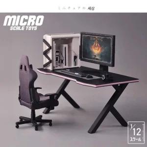 가정용 실내 스케일 인테리어 제품 게이밍 PC 12분의1 책상 미니어처 장식 소품 세트
