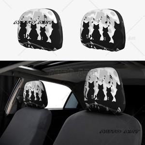 검은 고양이 음악 노트 자동차 머리 받침 커버 트럭에 대 한 2 범용 좌석 액세서리 세트