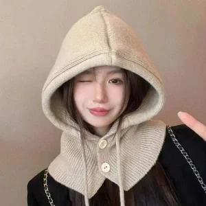 단추 후드 데일리 넥워머 방한 클래식 니트 바라클라