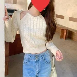 일체 여리핏 여자 홀터넥 여름 레이어드 니트 볼레로 (WFKBX41)
