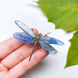 힐링소품,천연 원석천연 블루 카야 잠자리 입상 크리스탈 스톤 스파링 공예 나비 레이키 치유 미네랄 홈 장
