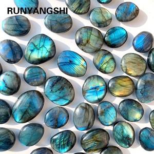 힐링소품,천연 원석1PC 아름다운 천연 크리스탈 스톤 흐르는 푸른 빛 Labradorite 길쭉한 돌 모양의 DIY 펜