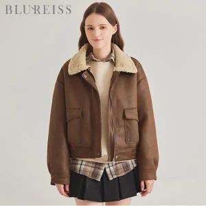 [블루레이스] 카라배색 빈티지 무스탕 점퍼_B5W1JP1411