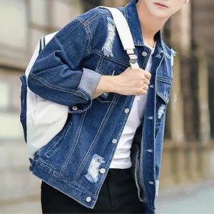 [라일리] Rly 공항 패션 여행 룩 간절기 빈티지 청 자켓 데님