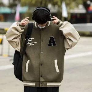 [라일리] Rly 배색 레터링 야구점퍼 캐주얼 남성 바시티 간절기