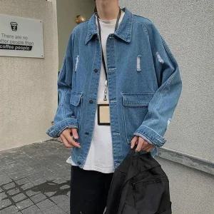 [라일리] Rly 남성 빅사이즈 포켓 스트릿한 데님 청 자켓 IS