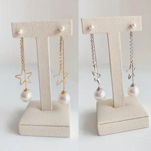 오스트리아정품 롱드롭 스타 진주 귀걸이 esg3237