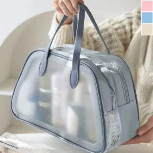 메쉬 여행 PVC 세면백 방수 2단 출장 가방 물놀이 1P2단분리 수영장 목욕탕 이백 화장품백 대용량백 메쉬백