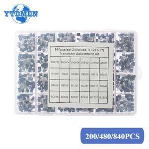 200/480/840pcs TO-92 트랜지스터 키트 분류 상자 BC547 BC327 2N2222 3906 C945 PNP/NPN 세트 전자