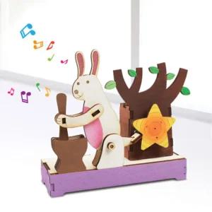 영공방 오르골만들기 DIY 수동 절구 찧는 토끼 (YM946)나무 소품 만들기 조립완구 키트 미술시간 어린이만