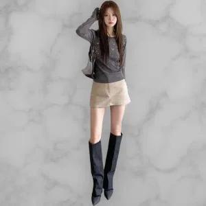 [하프클럽/]여성 키치무드 스터드 면 스판 스커트바지