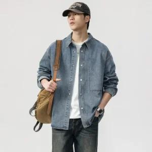 남성 셔츠 데님남방 데님 루즈핏 재킷 캐주얼 심플 데님셔츠 MFNC-040139