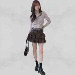 [하프클럽/]여성 홀터넥 나시 레이어드 골지 슬림핏 카디건