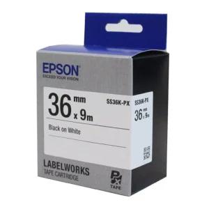 EPSON)라벨프린터리본(SS36K)백색 흑문자테이프 엡손 용리본 흰색 라벨지