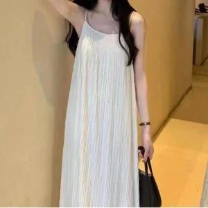 ONM 플리츠 여성 나시 롱원피스