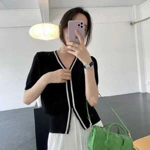 땡처리 여성 여름 반팔가디건 투웨이 지퍼가디건 2color 블랙 화이트 55 66사이즈