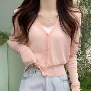 5컬러 얇은 시스루 여름 브이넥 가디건