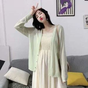 여성 시스루 브이넥 가디건 DS-CC155