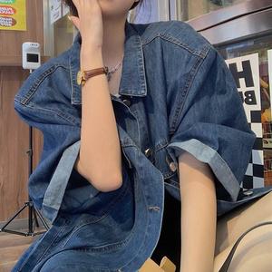 오버핏 반팔 데님 자켓 A38406il