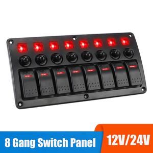 24V 12V 스위치 패널 8 버튼 자동차 조명 토글 차단기 퓨즈 케이스 표시기 보트 트럭 트레일러 마린 용 캐
