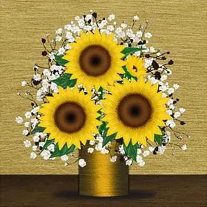 해바라기 화병 1 (패브릭) 보석십자수 액자세트 30x30