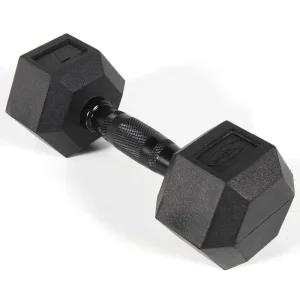[낱개] 육각아령 고무덤벨 7kg 블랙그립 네츄럴고무
