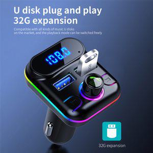 차량용 블루투스 V5.0 USB 4.2A 고속 충전기 Mp3 송신기 플레이어 U 디스크 Fm 통화 지원 핸즈프리