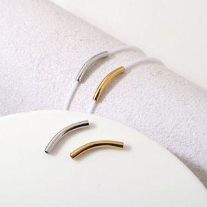 비즈아이 [8-073-23]써지컬스틸 파이프 곡선바 2x14mm 무도금,골드 ,1개