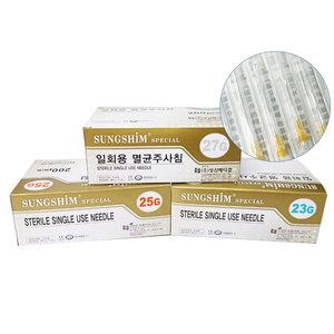 성심 일회용 멸균주사침 롱 니들바늘 60mm 23G 25G 26G 27G 200개입 1박스