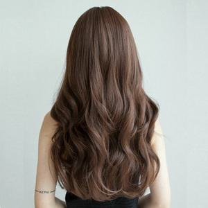 검은색여성용웨이브통가발 사이즈조절연극소품여자가발 브라운긴머리65cm