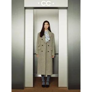 [롯데백화점]씨씨콜렉트 울 스트라이프 더블 롱코트 (C234MSG023)