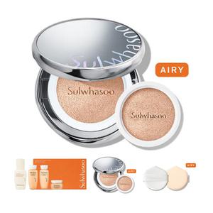 설화수 퍼펙팅쿠션 에어리 SPF50+, 본품+리필, 21N1, 1개 + 증정(퍼펙팅쿠션 에어리 미니, 5g, 21호, 1개 + 퍼프, 2개 + 에센셜 데일리 루틴 키트 샘플 (4종) (25AD),1개)