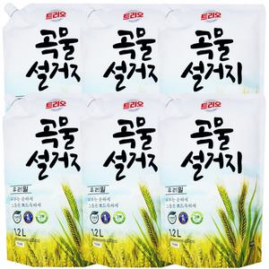 애경산업 트리오 곡물설거지 우리밀 리필 1.2L 6개