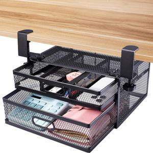 카자리코 무타공 책상 밑 2단 서랍 테이블 수납함 클램프식 공간활용 소품정리 서랍장