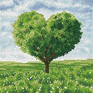 [RGKO1QPS]그린 하트 나무 캔버스 보석십자수 30x30
